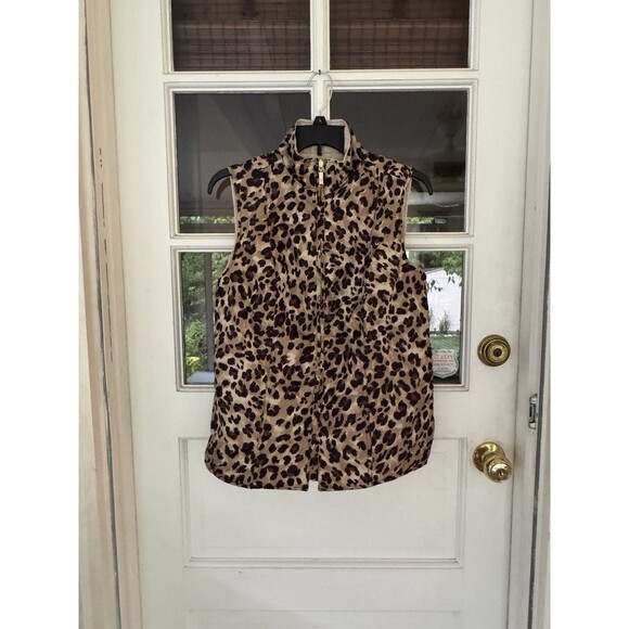 Charter Club Reversible Vest Animal Print / Beige Soft Pockets Quilted Zip Sz S - Picture 9 of 13